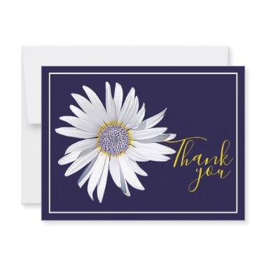 White Daisy Navy Background Thank You Post