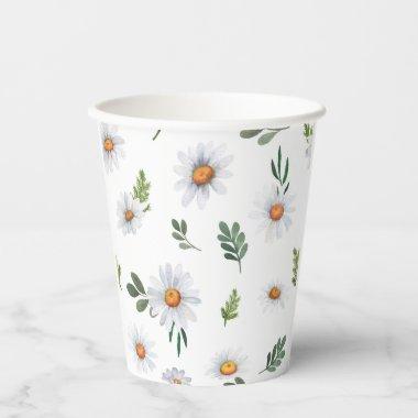 White daisy paper cup, White daisies paper cup