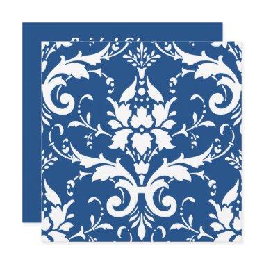 White Damask & Blue Background  Inv