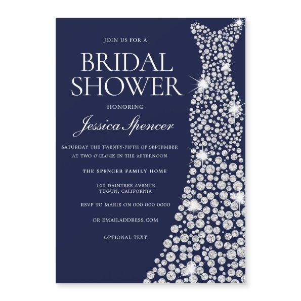 White Diamond Sparkle Dress Bridal Shower Magnetic Invitations