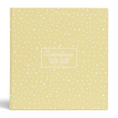 White Dots on Yellow Bridal Shower Recipe 3 Ring Binder