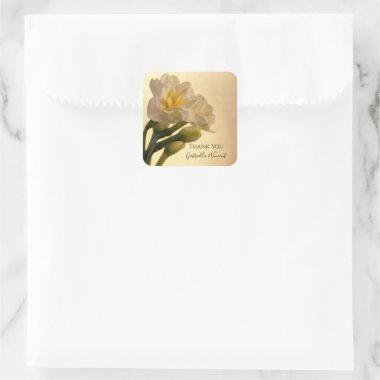 White Double Daffodils Wedding Thank You Favor Tag