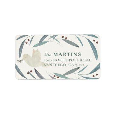 White Dove Foliage Cream White Address Label