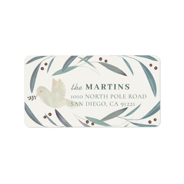 White Dove Foliage Cream White Address Label