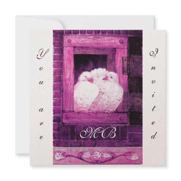 WHITE DOVES AT THE WINDOW monogram champagne
