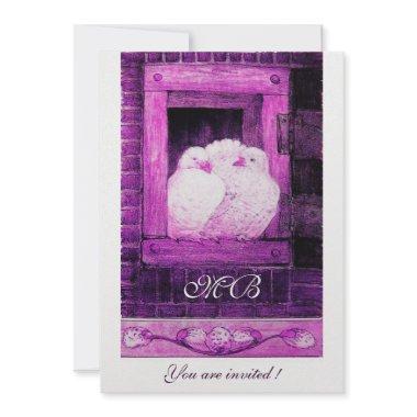 WHITE DOVES AT THE WINDOW monogram ice metallic