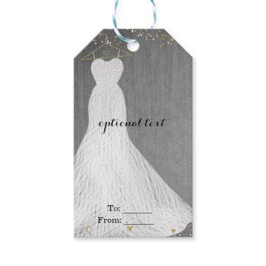 White Dress Gold Hanger Bridal Shower Party Favor Gift Tags