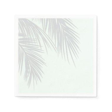 White Elegant Tropical Palm Tree Leaves Wedding Paper Napkins