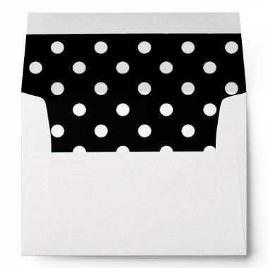 White Envelope, Black Polka Dot Lined Envelope