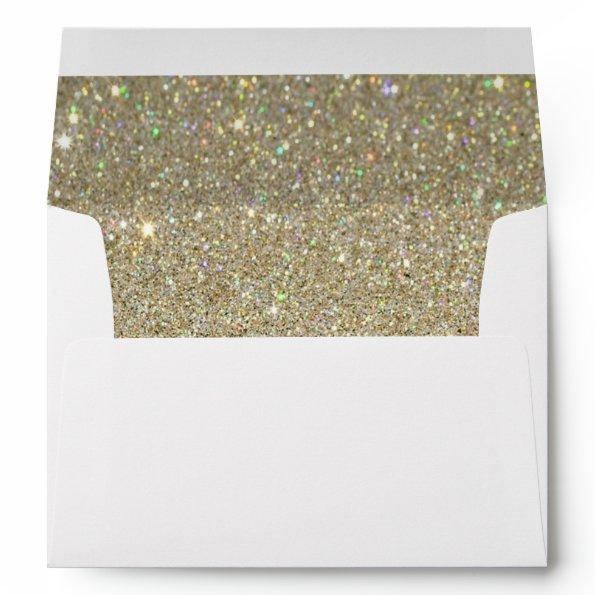 White Envelope, Gold Glitter Lined Envelope