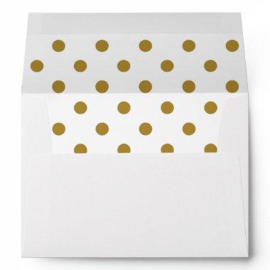 White Envelope, Gold Polkadot Lined Envelope