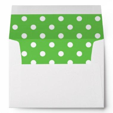 White Envelope, Green Polka Dot Lined Envelope