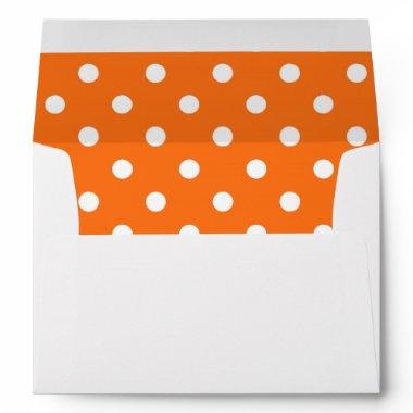 White Envelope, Orange Polka Dot Lined Envelope