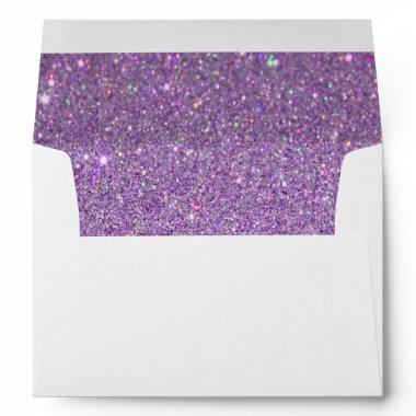 White Envelope, Purple Glitter Lined Envelope