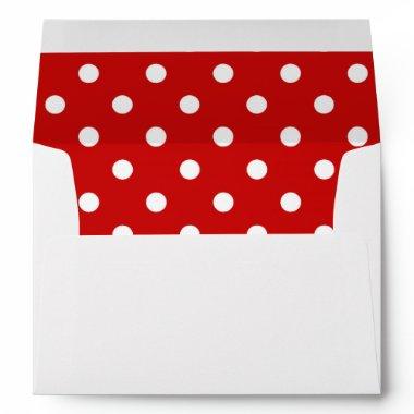 White Envelope, Red Polka Dot Lined Envelope