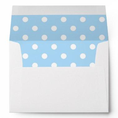 White Envelope, Sky Blue Polka Dot Lined Envelope