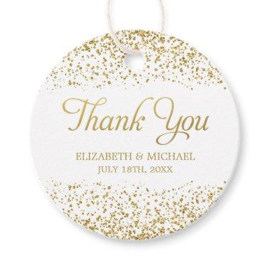 White Faux Gold Glitter Wedding Favor Thank You Favor Tags