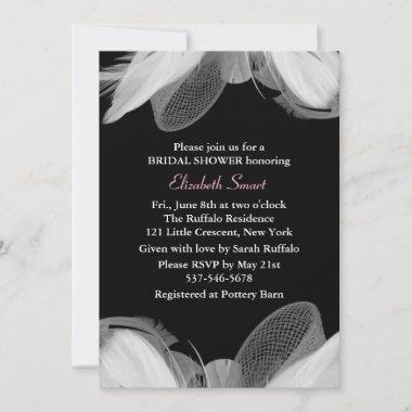White Feathers Bridal Shower Invitations