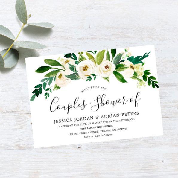 White Floral All Seasons Couples Shower Invitations