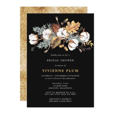 White Floral Autumn Leaves Gold