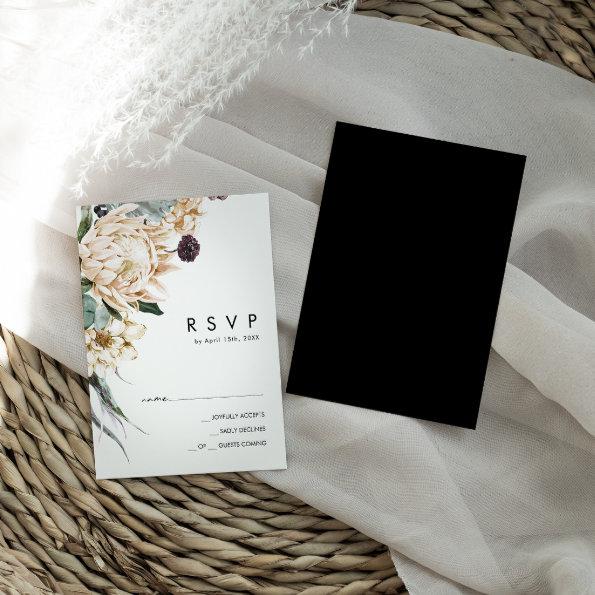 White Floral | Black RSVP Card
