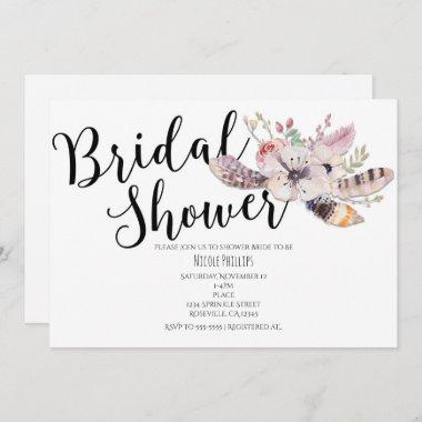 White Floral Boho Chic Bridal Shower Invitations