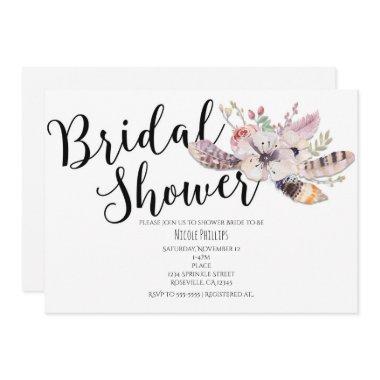 White Floral Boho Chic Bridal Shower Invitations