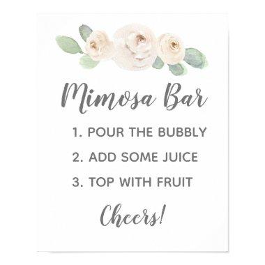 White Floral Botanical  Mimosa Sign