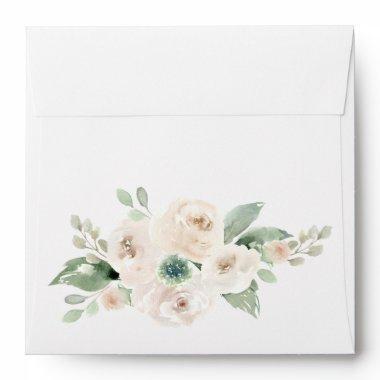 White Floral Botanical Square Envelope