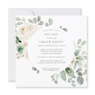 White Floral Botanical Square Hen Party