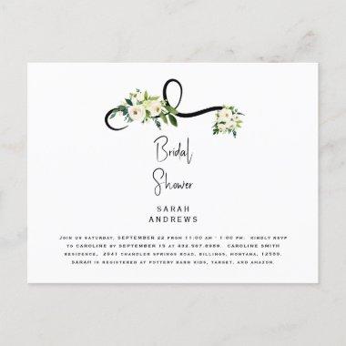 White Floral Bridal Shower Elegant Invitation PostInvitations