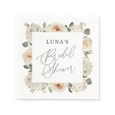 White floral Bridal Shower Napkins