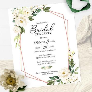White Floral Bridal Tea Party Budget Invitations