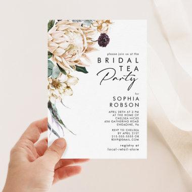 White Floral Bridal Tea Party Invitations