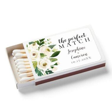 White Floral Classic Elegant Wedding Favor Matchboxes