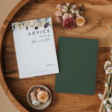 White Floral | Dark Green Wedding Advice Card