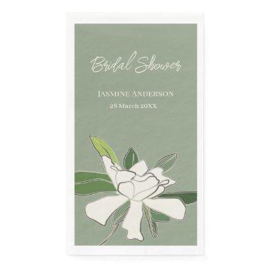 White Floral Gardenia Simple Garden Bridal Shower Paper Guest Towels