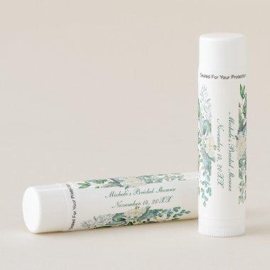 White Floral Greenery Eucalyptus Bridal Shower Lip Balm