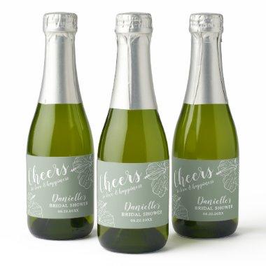 White Floral Hibiscus Mini Sage Sparkling Wine Lab Sparkling Wine Label