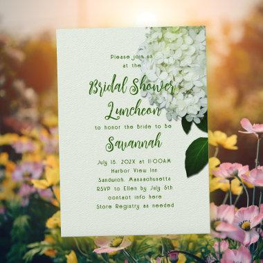 White Floral Limelight Hydrangea Flowers Party Invitations