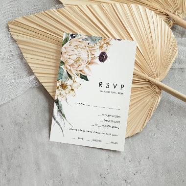 White Floral Menu Choice RSVP Card
