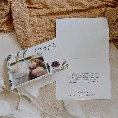 White Floral Photo Folded Thank You Invitations