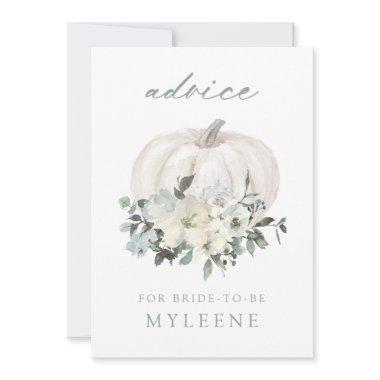 White Floral Pumpkin Baby Shower Advice Card