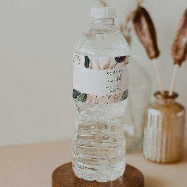 White Floral Water Bottle Label