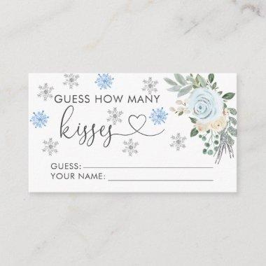 White Floral Winter Bridal Guess How Many Kisses Enclosure Invitations