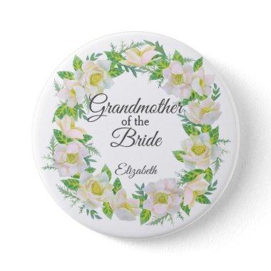 White Floral Wreath Grandmother of the Bride Button