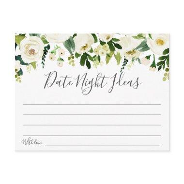 White Flower and Green Date Night Ideas Invitations