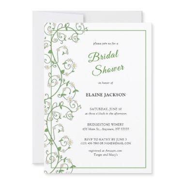 White Flowering Vine Shower Invitation Flat