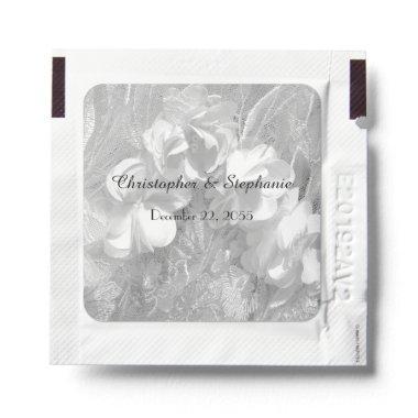 White Flowers and Lace Wedding Favor Hand Sanitizer Packet