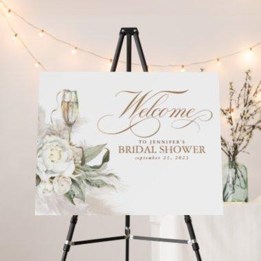 White Flowers and Pampas Grass Elegant Welcome Foam Board
